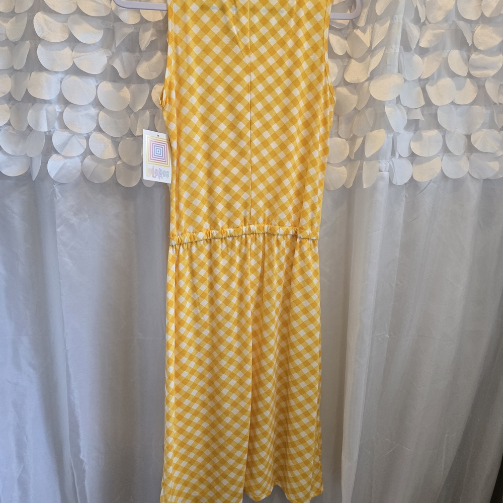 LuLaRoe Yellow Gingham Maxi Dress